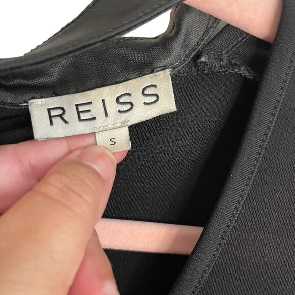 Reiss Juliet Faux Leather Choker Neck Long Sleeve Blouse - Picture 3 of 5